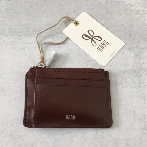 Hobo Kai Genuine Leather Cardholder with Keychain in Chocolate Brown NEW - Picture 1 of 9